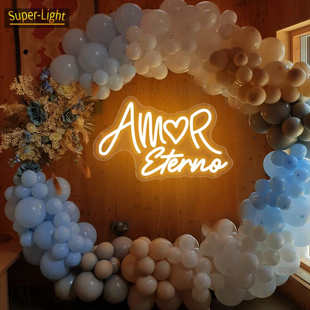 Custom Neon Led Sign Amor Eterno Spanish Neon Light Signs USB Wedding Party Decor Room Decor Siempre Juntos LED Neon Signs