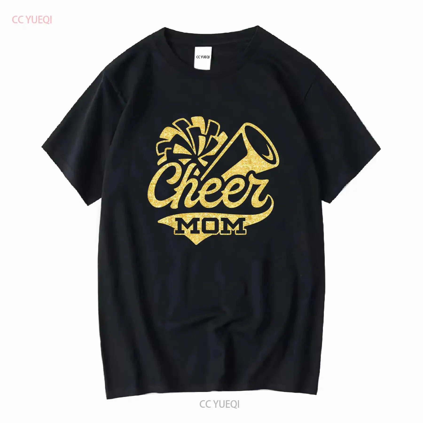 Cheer Mom Biggest Fan Cheerleader Black Yellow Gol Collaboration Backpack Large Capacity Cute Foldable 3d Printing vintage