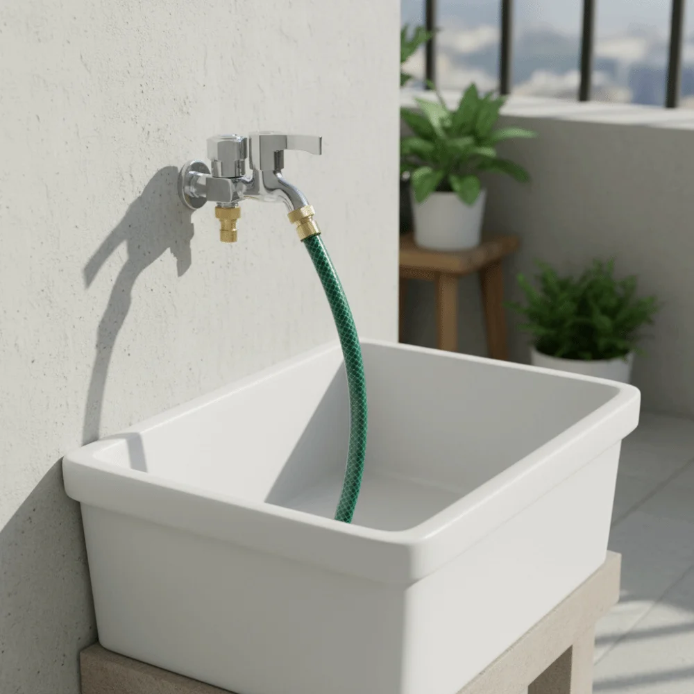 

Copper Core Washing Machine Faucet Single-coupled Thickened Water Splitter Faucet Stainless Steel Double Outlet Faucet Household