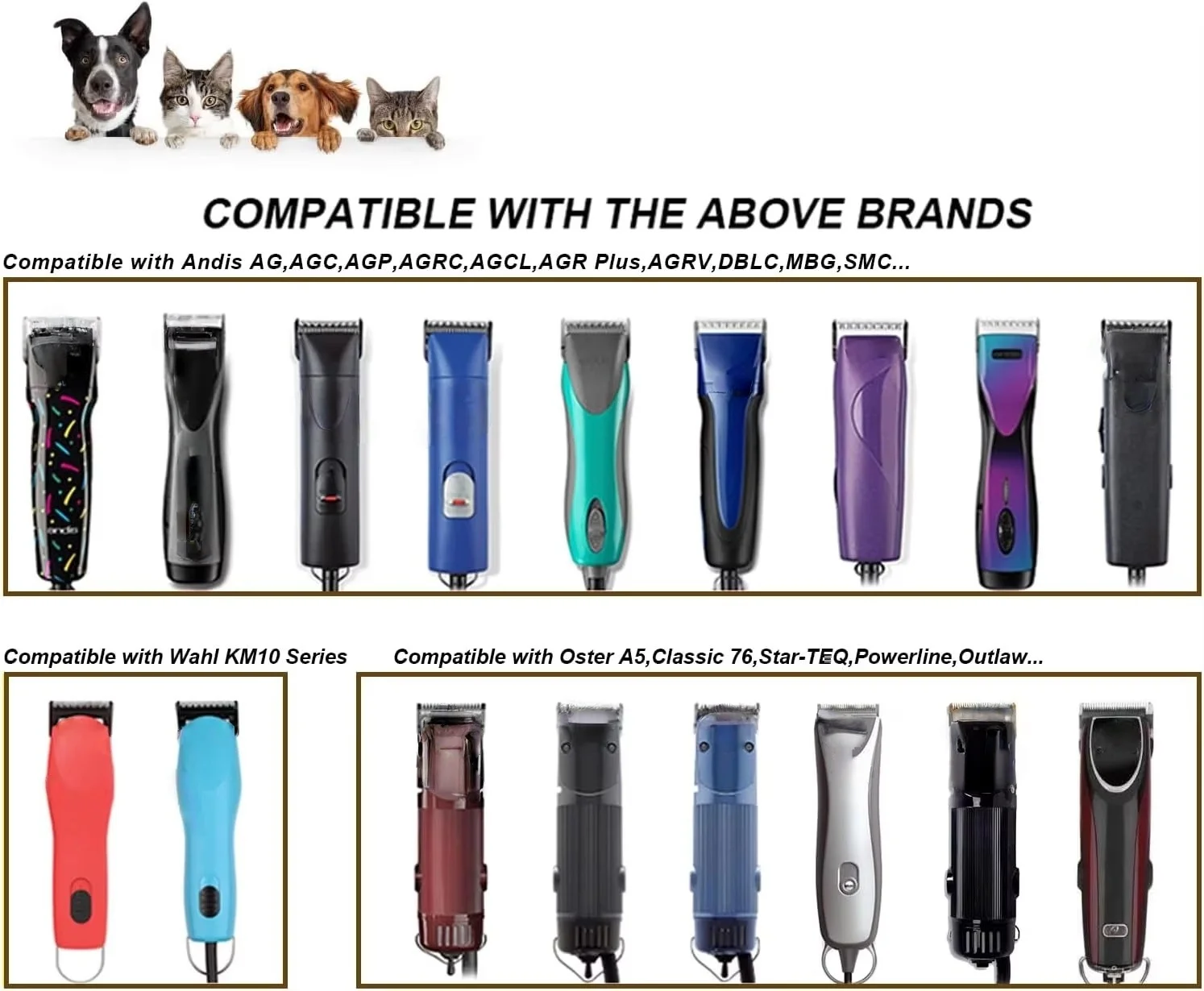مجموعة شفرات سيراميك لقص الحيوانات الأليفة قابلة للفصل متوافقة مع معظم ماكينة قصاصات سلسلة Andis وOster A5 وWahl KM10، # 10/ # 30/ # 40