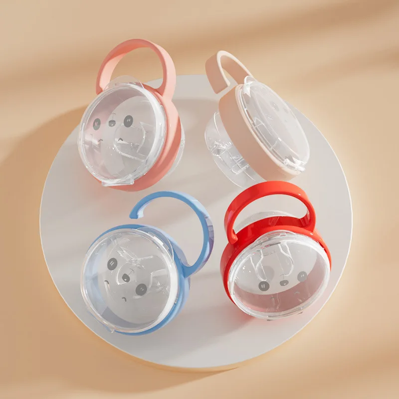New Baby Pacifier Clear Dustproof Case, Cute Panda Design with Handle, Food-Grade PP Material for Safe Pacifier Storage