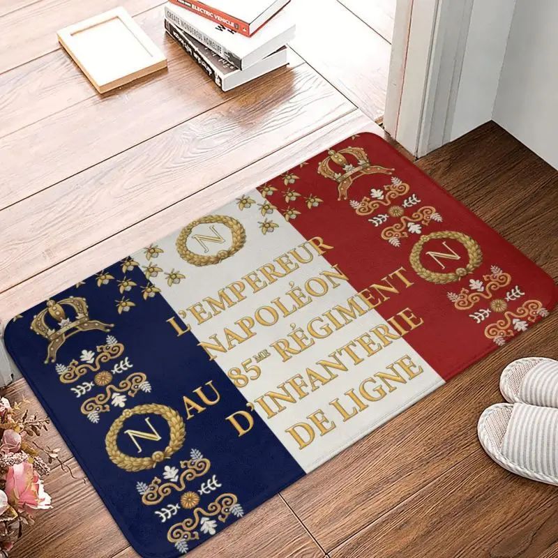 Custom Napoleonic French 85th Regimental Flag Doormat Entrance Kitchen Bath Floor Door Mat France Fleur De Lis Garden Carpet Rug