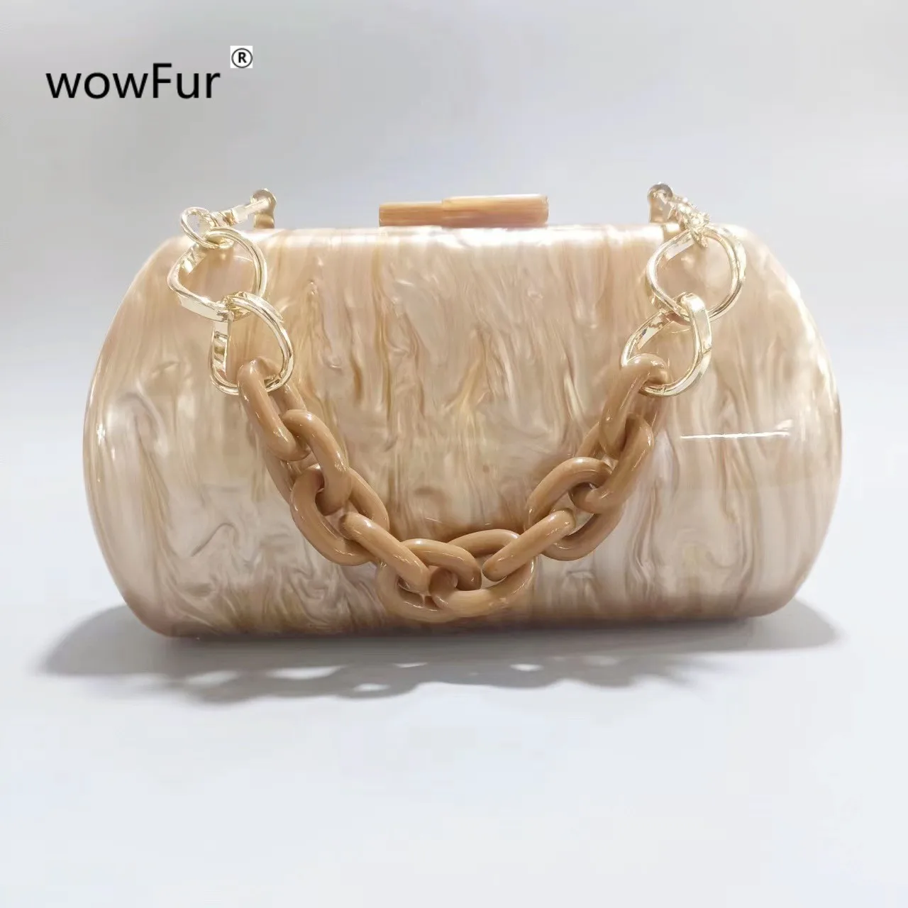 Trendy Manufacturer Brand Custom Purse Ladies Acrylic Brown Marble  Luxury Handbag Designer High Quality Tote  Women Evening Bag