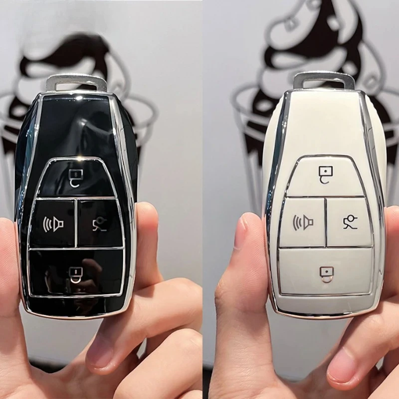 

Чехол для автомобильного ключа, 4-кнопочный смарт-брелок с дистанционным управлением, защитный чехол, автоаксессуары для BAIC X55 X7 U5 Plus BJ40 2022 2023 2024