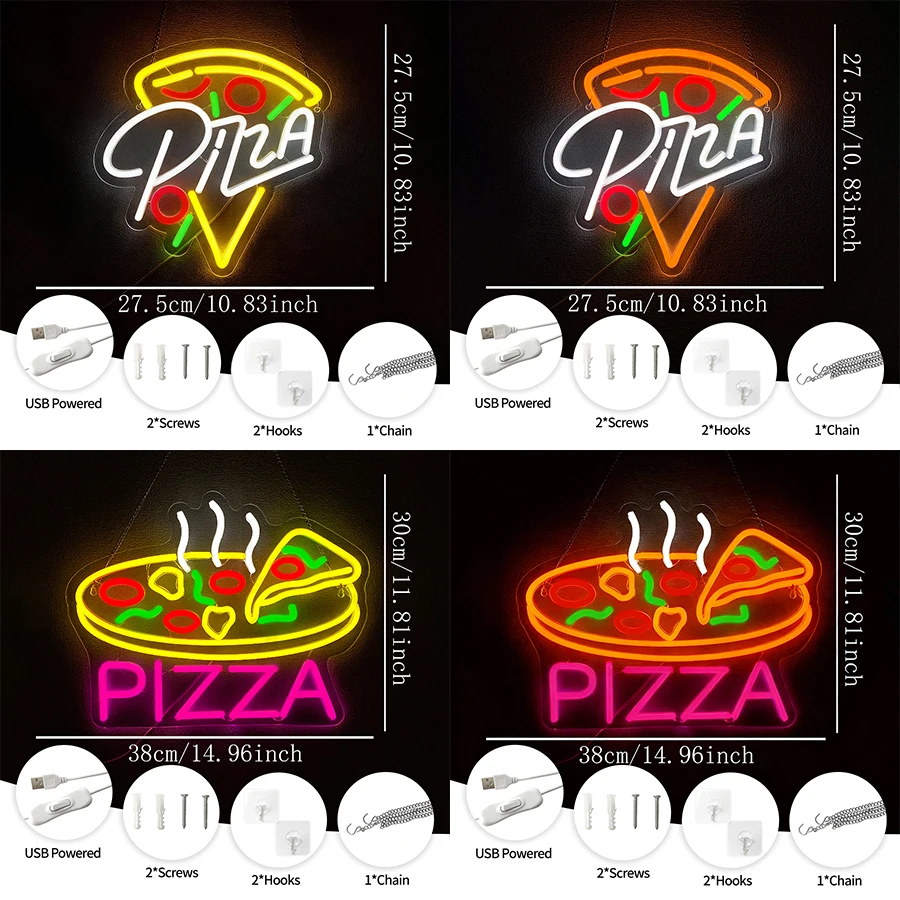 Pizza Led Neon Signs, Fast Food Restaurants, Restaurants, Bars, Kitchen Wall Lamps, Unique Home Decor And Gifts For Pizza Lovers