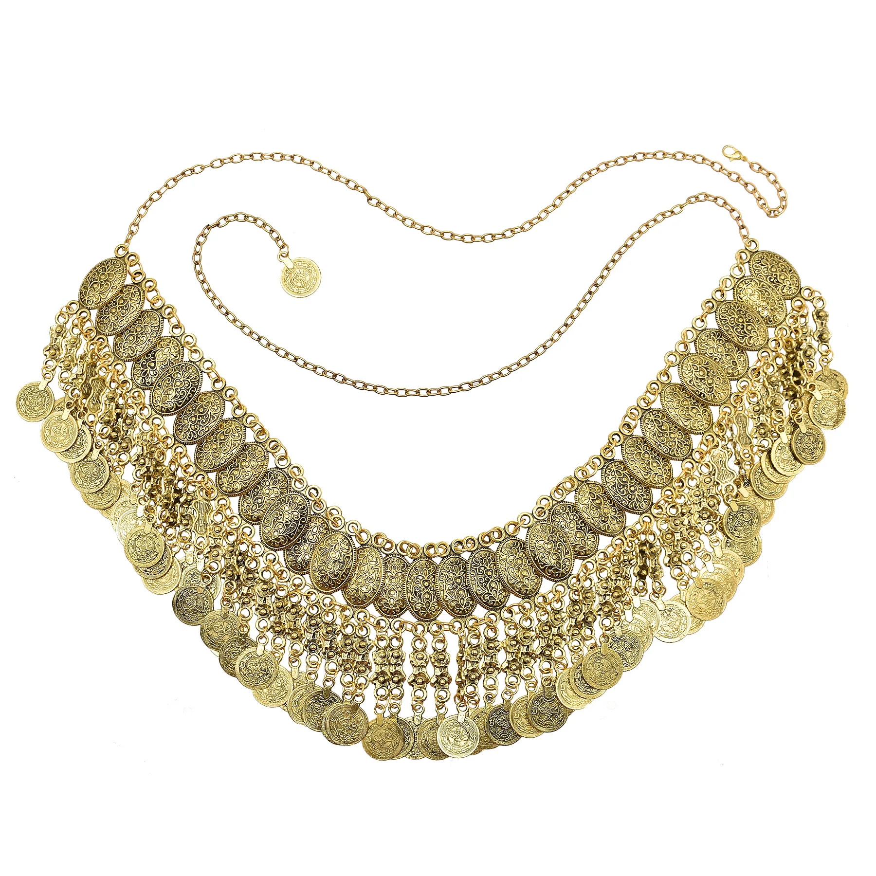 ボヘミアンエスニックスタイルレトロウエストチェーン合金コインペンダントメンズファッションアクセサリーレザーベルトチャーム付きカジュアルウェア用