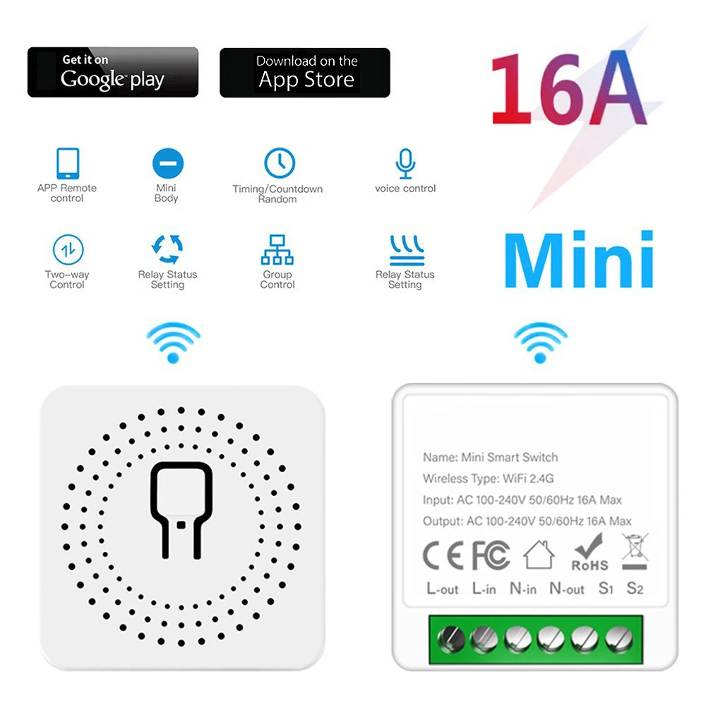 AC110V 220V Smart Switch WiFi Wireless Remote Control Mobile Application Control For Tuya Alexa Google Assistant Smart Home