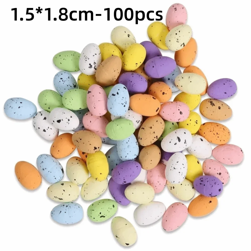 

50/100Pcs Speckled Foam Easter Eggs Colorful Painted Fake Foam Eggs Ornaments Hanging Egg Multi Size Colorful Foam Eggs