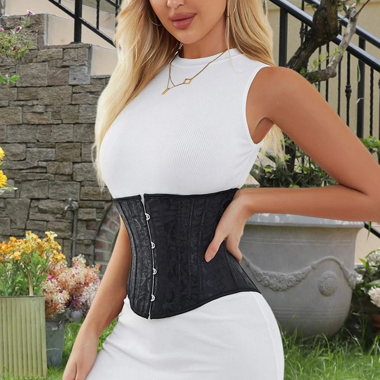 Corset amincissant pour bustiers gothiques, ceinture de torse courte, serre-taille en acier, Sophia et marijuana, corselet sous le buste