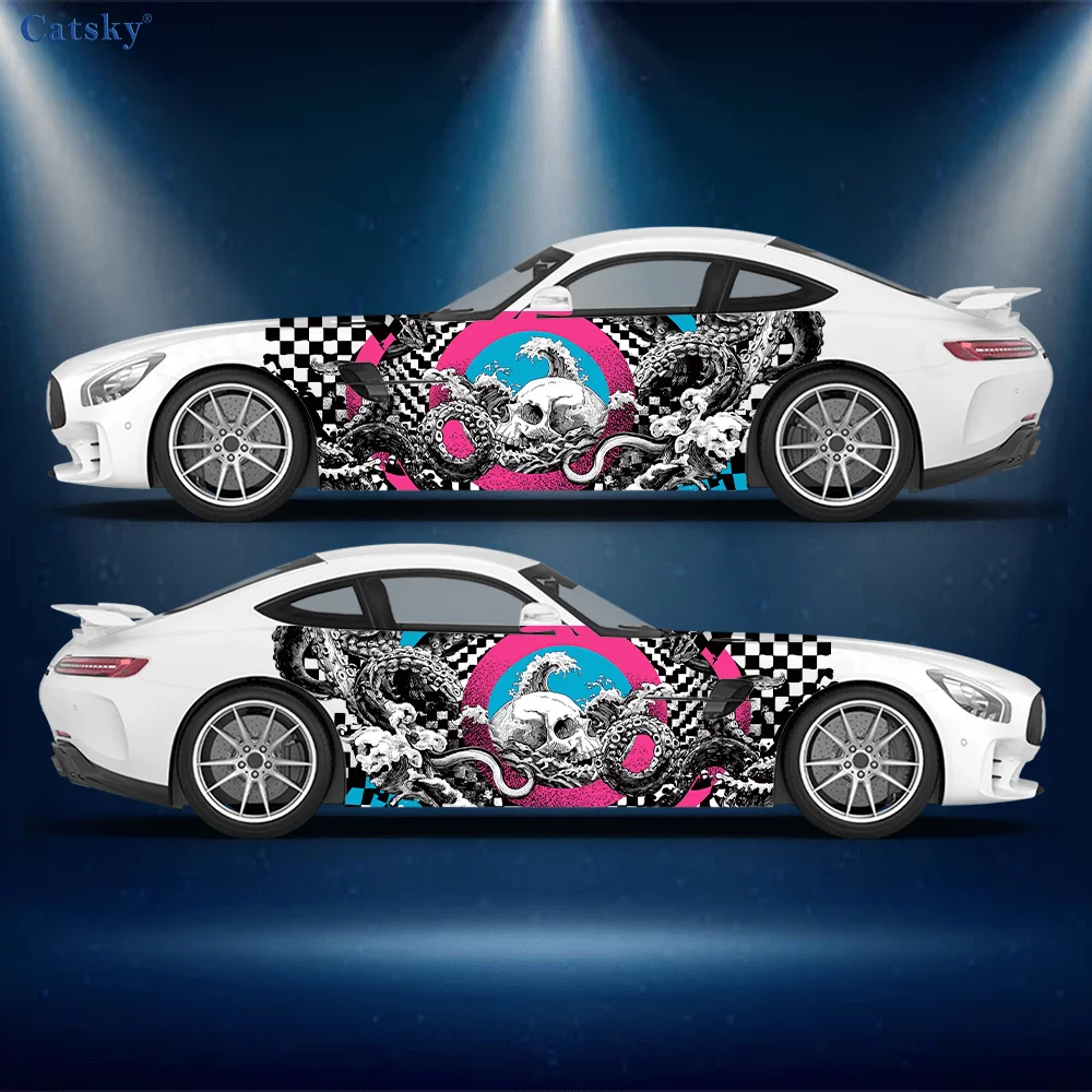 

Череп Осьминог Волны Красочные Автомобильные Виниловые Обертки Наклейка Самоклеящаяся ПВХ Наклейка Подходит для Грузовиков SUV Декор Автоаксессуары Подарок