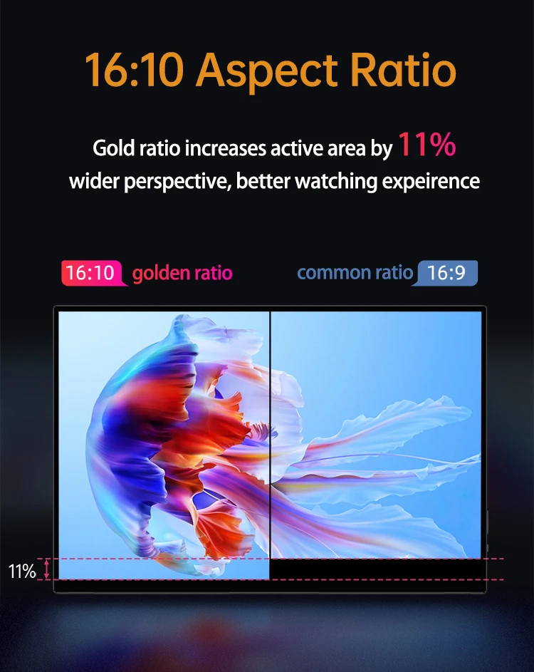 14'' 4K OLED Tragbarer Monitor 16:10 3840*2400p 500Nits USB-C HDMI-kompatibler externer Gaming-Monitor für PS5 Switch Laptop MacOS – Detail 8
