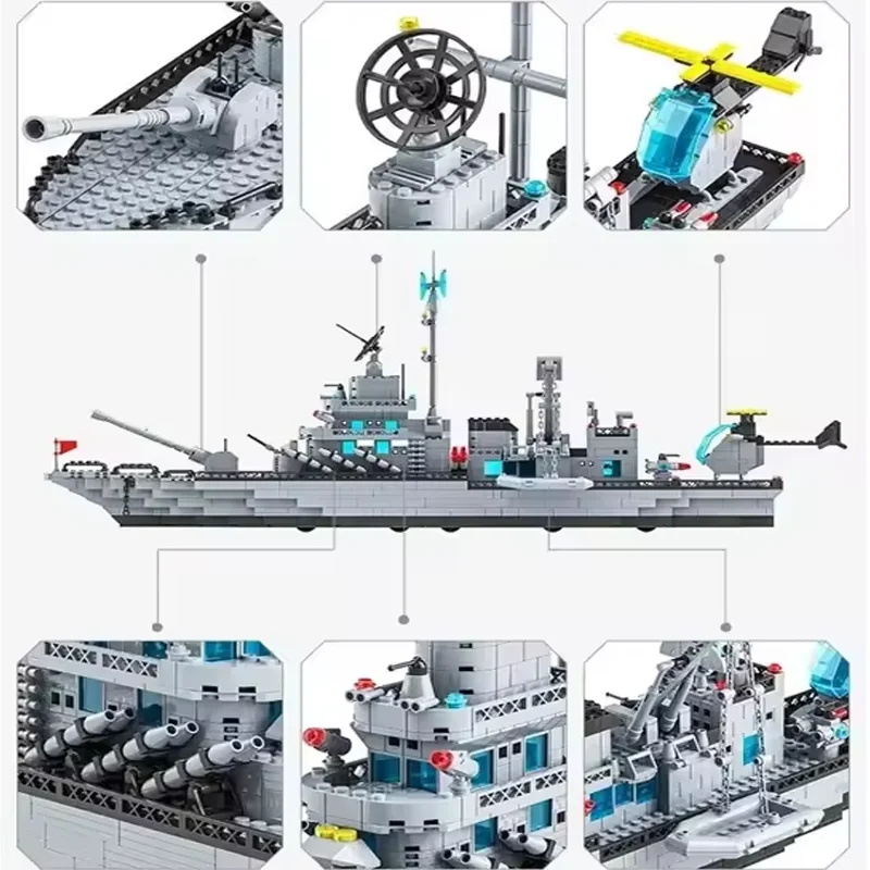 6 IN 1 軍事海軍艦隊セット 1560ピース 組み立てブロックセット 陸軍ボート 飛行機モデル DIYおもちゃ 子供向けブロックおもちゃ 誕生日プレゼント