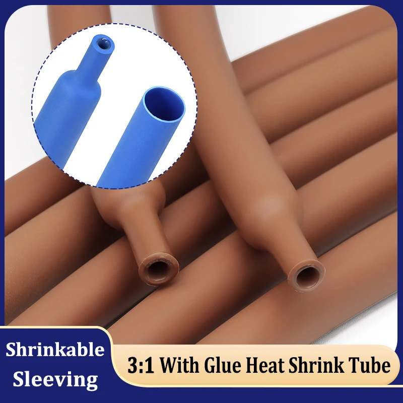 

1 - 10m Blue Brown 1.6mm ~ 39mm 3:1 With Glue Heat Shrink Tube Double Wall Tubing Polyolefin Insulation Wire Protector Sleeving