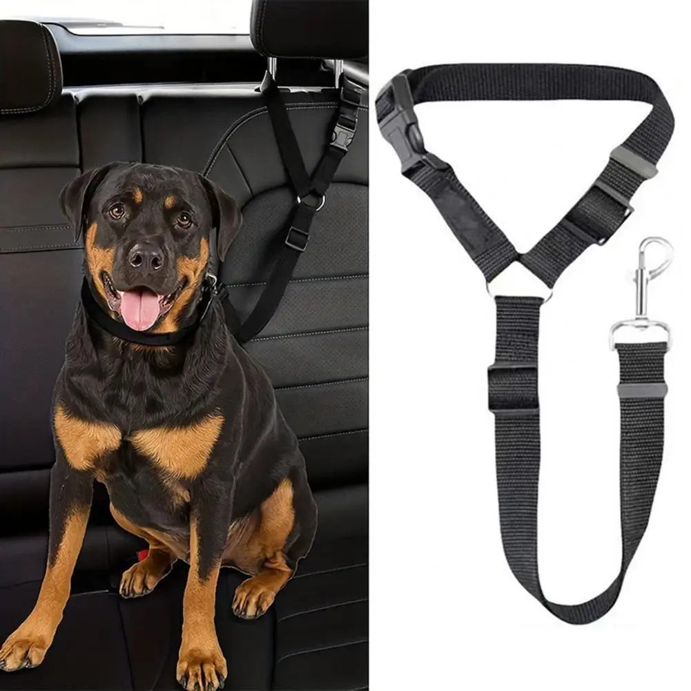 Removable Dog Car Seat Belt Adjustable Dog Seatbelt Harness Pet Car Restraint System Secures To Vehicle Headrest For Large Dogs