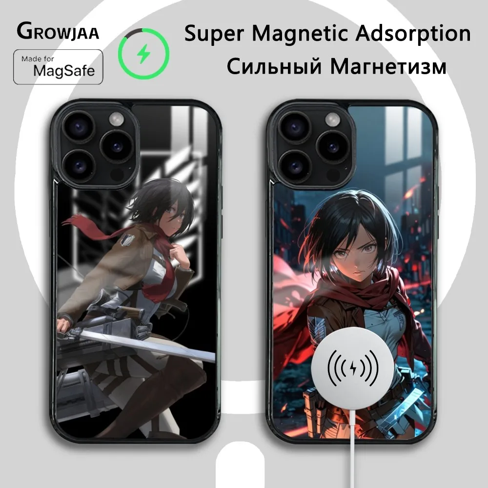 

Mikasa A-Ackerman Anime Phone Case For iPhone 16 15 14 13 12 11 Pro Max Plus Mini Magsafe Mirror Wireless Magnetic Cover