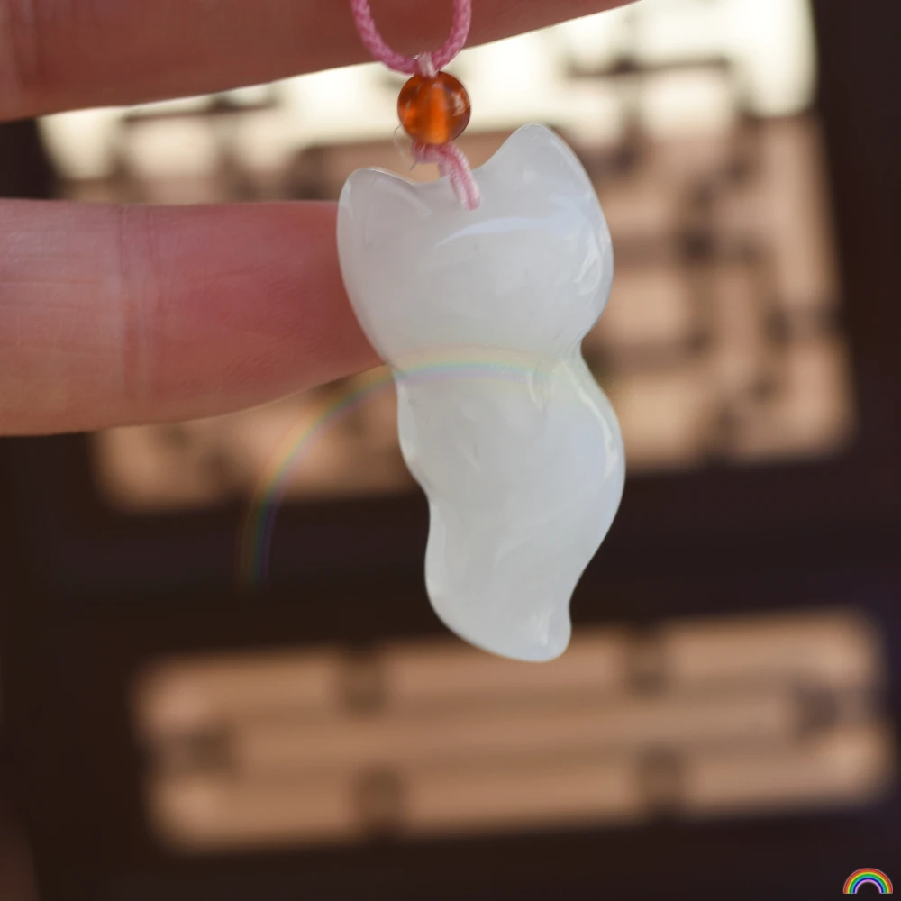 Natural Tianshan Green Fox Pendant, Jade Pendant, Fashionable and Simple Clavicle Chain, Designed by Rwbuy Brand