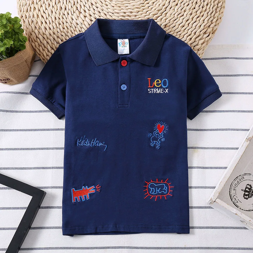 Boys polo shirt Summer Cotton Girls clothing Kids Letter embroidery pattern T-Shirts Short sleeve Tops casual Tees 3-7year coats