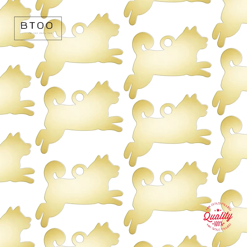 

Подвеска в виде собаки Шиба-ину, 14-каратное золото, 10x7 мм, аксессуар для изготовления ювелирных изделий, сделай сам, позолоченный подвеска для рукоделия