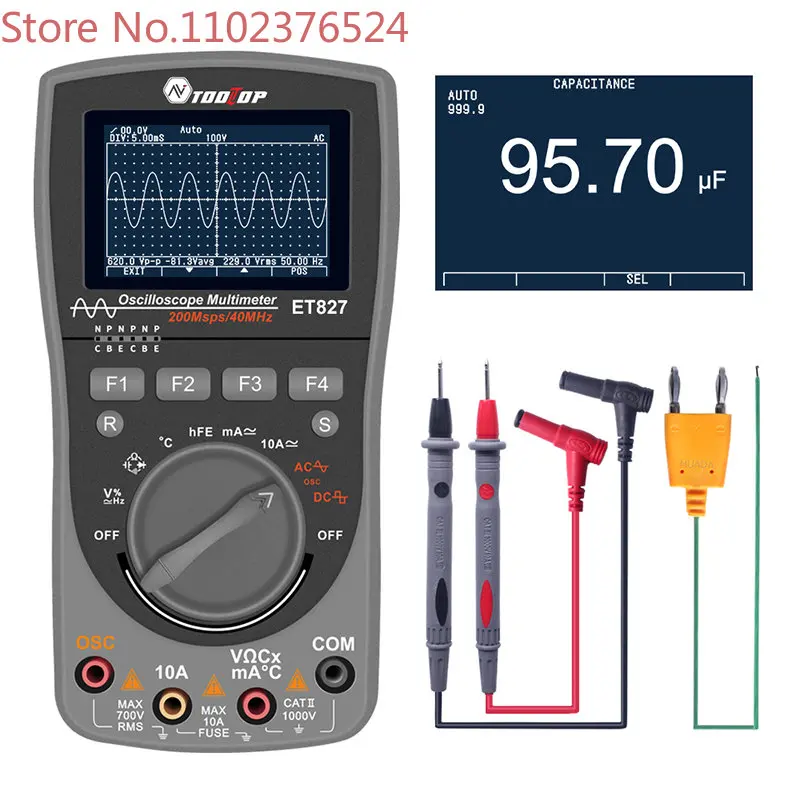 TOOLTOP 827 handheld oscilloscope multimeter two-in-one 40M bandwidth 200M sampling rate auto repair electronics