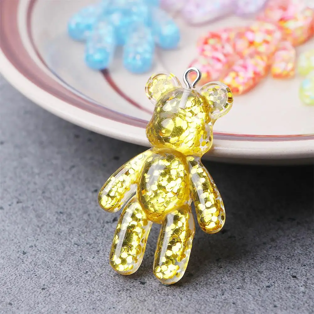 Resin Jewelry Accessories Glitter Flatback Craft Keyring DIY Drop Necklace Little Bears Pendant Bear Keychain Bracelets Charm