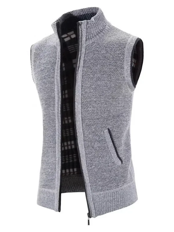 LIBIELIY 2025 New Solid Mens Sweaters Autumn Winter Warm Zipper Sweaters Vest Men Casual Knitwear Sweatercoat Male Sleeveless Ca