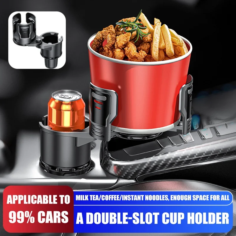 

2 In 1 Car Cup Holder Expander For Car Adapter Adjustable 360 Rotating Multifunctional Dual Cup Holder Cupholder Organizer