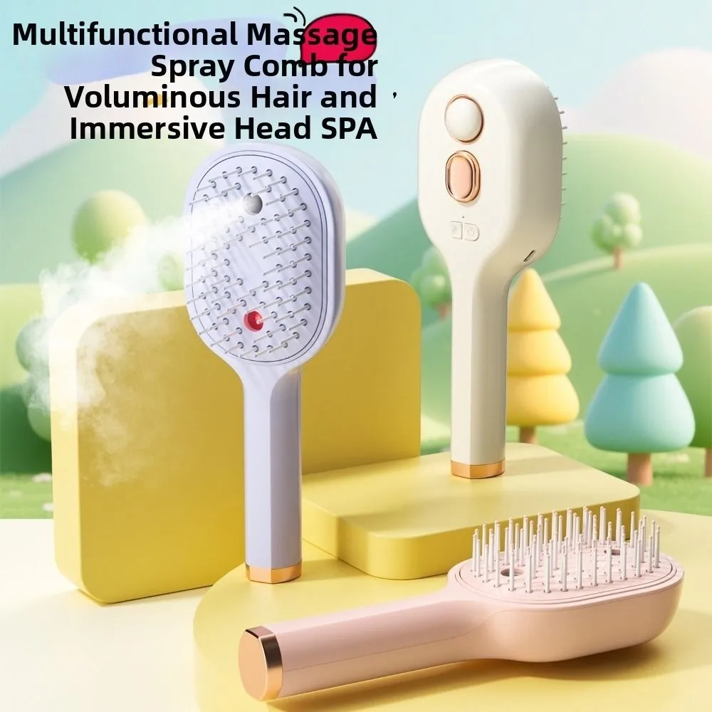 3-in-1 Electric Spray Air Cushion Massage Comb Rechargeable Massage Teeth Electric Steam Brush Spray Function