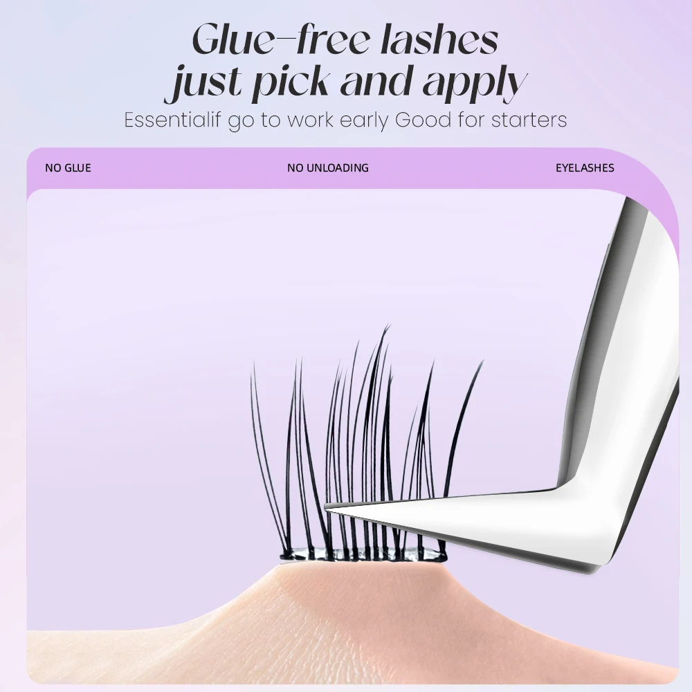 Yelix Comic Cluster Wimpers 10 Rijen Lijmvrije Valse Wimpers Enkele Cluster 9-13 MM C Krul Natuurlijke zelfklevende Valse Wimpers