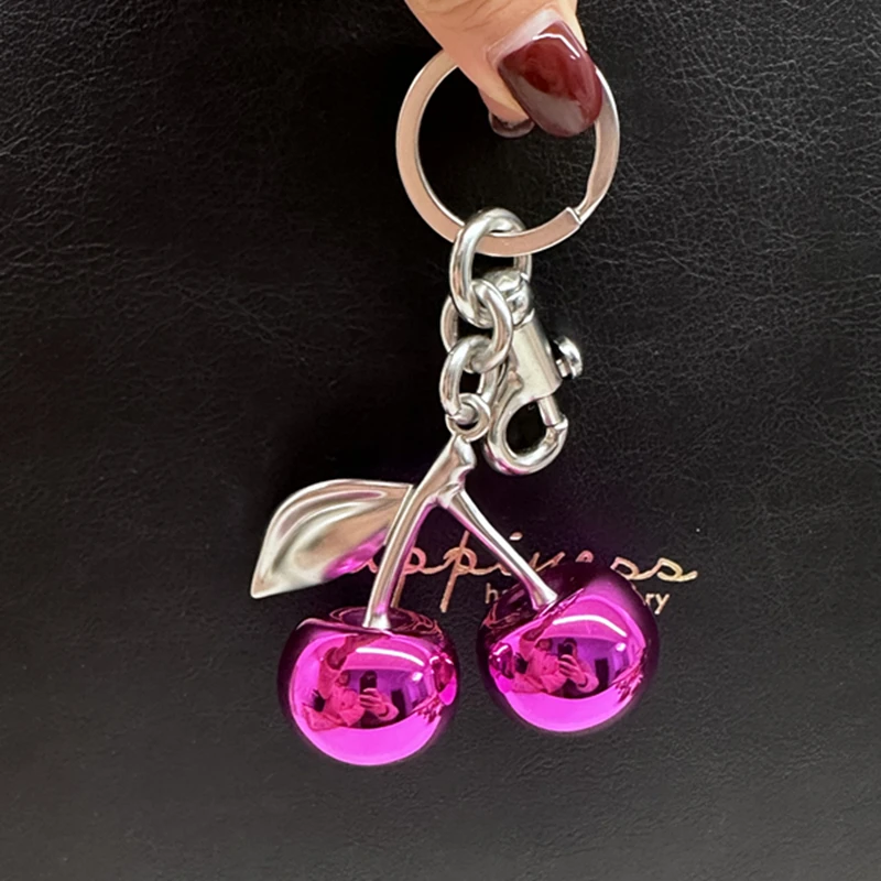 For Coach Handbag Shoulder Bags Fashion Glitter Mirror Face Purple Cherry Pendant Women\'s Keychain Bag Charm Accessories Gift