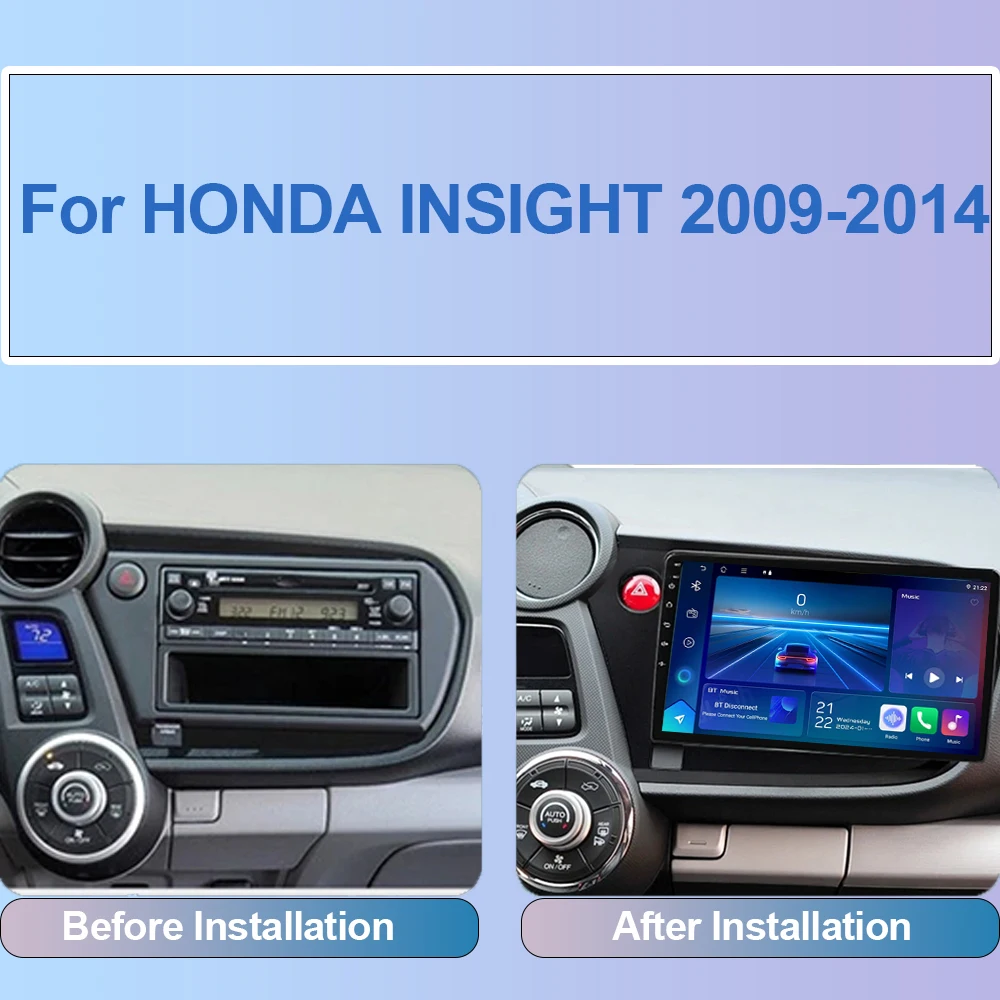 Android 14 Car Radio For HONDA Insight 2009-2014 Multimedia Player Video Player Navigation GPS Carplay Auto Stereo 2Din DVD CPU