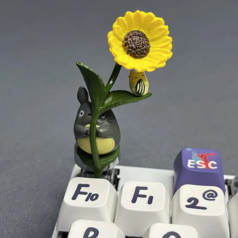 Sunflower Chinchilla Keycaps Anime Kawaii Keycaps For Mechanical Keyboard Caps Gaming Decoration Accessories 1pc Artisan Diy Key