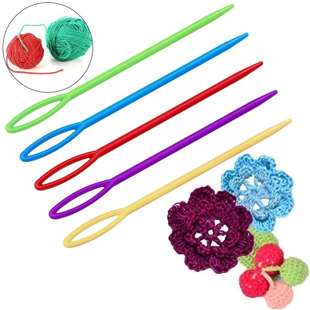 Knitting Crochet Plastic Sewing Needles Knit Thread Wool Large Eye Embroidery Tapestry Craft DIY Kids Knitting And Crochet