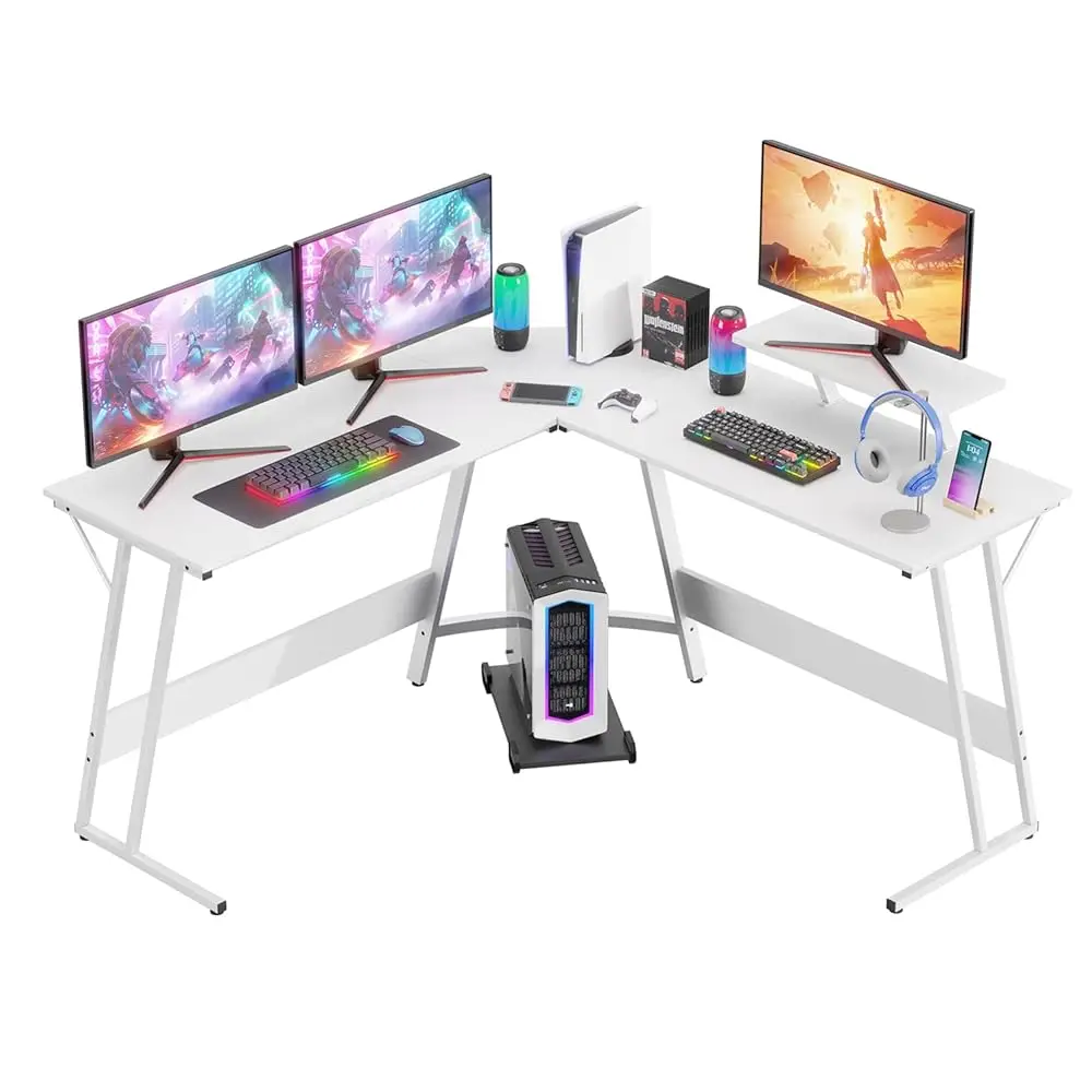 

L Shaped 51 H Gaming Desk,Corner Computer Desk,Pc Gaming Desk,Writing Workstation With Large Monitor Stand For Home