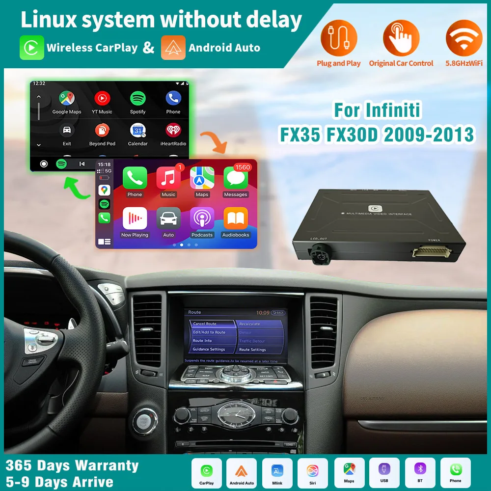 Wireless CarPlay For Infiniti FX30D FX35 (2009-2013) Support Android Auto Reverse Camera Mirror Link Navi DSP Apple Car play