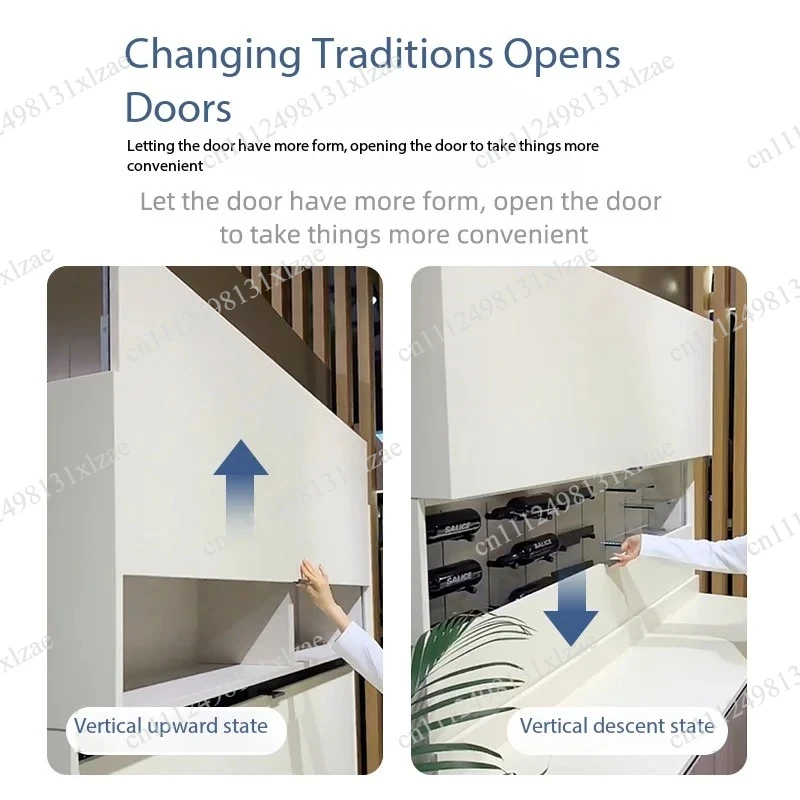 Up/Down Vertical Lift Hinge Set for Single Cabinet Sliding Door, Soft Close Hardware for Wall-Mounted Cupboard Doors