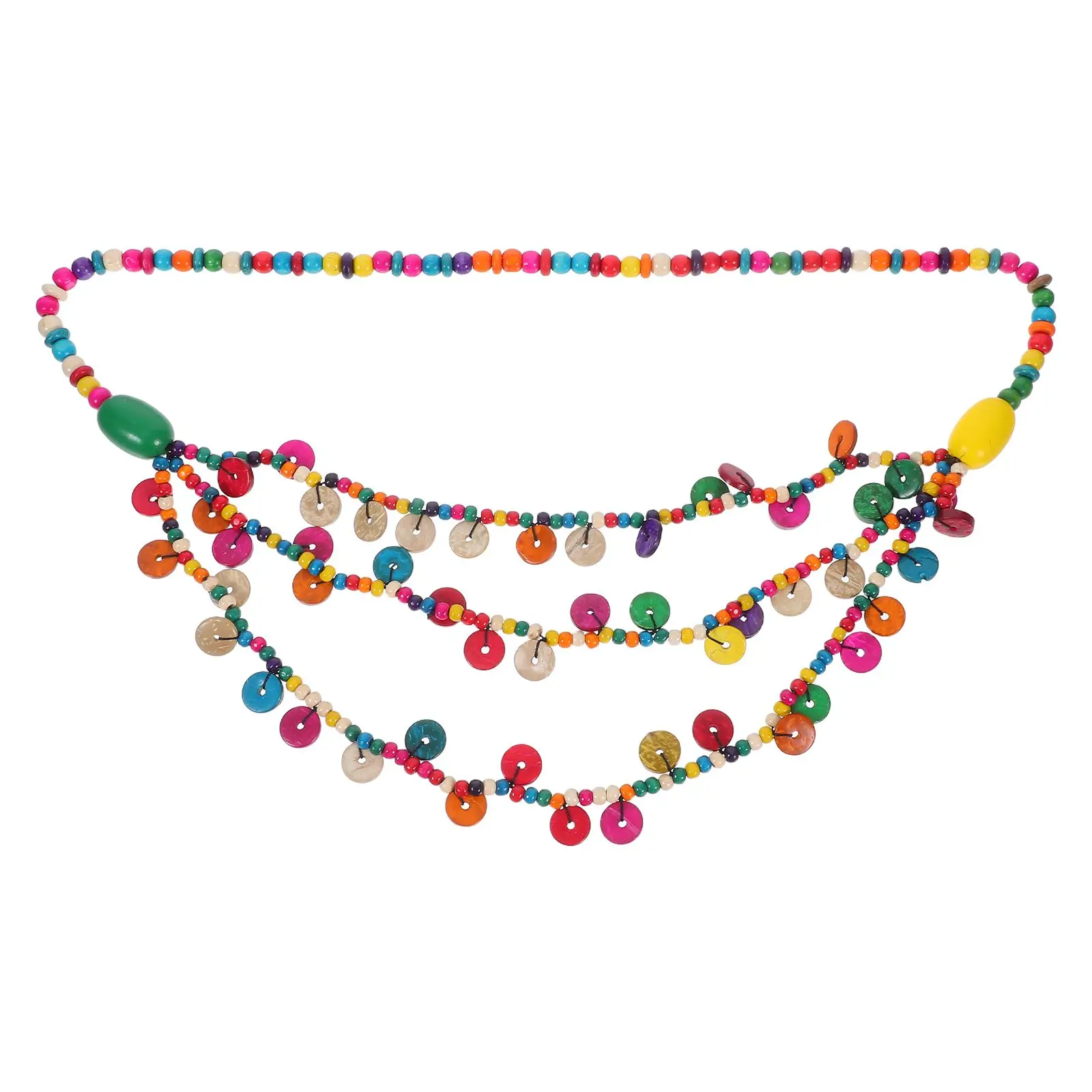 

Colorful Wooden Beads Necklace Ladies Pendant Boho Style Fashion Accessory Garland Decor Women Jewelry Gift