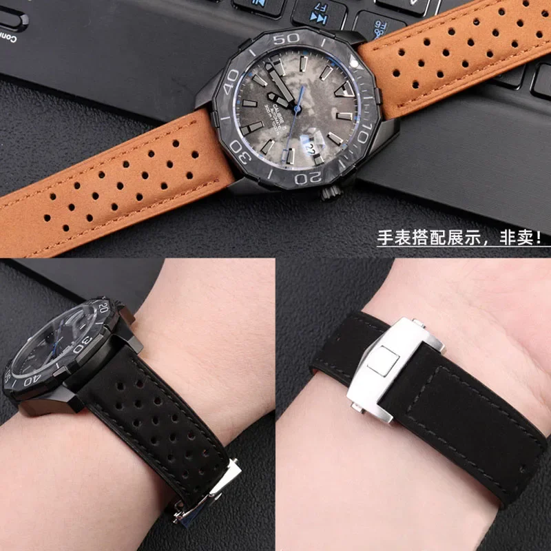 New Matte Cowhide Leather Watchband for TAG HEUER CARRERA Monaco Series Watch Strap Wristbelt Vintage Brown 20mm 22mm Bracelet