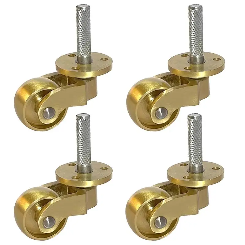 4PCS 1'' Brass Casters Table Chair Sofa Cabinet Furniture Castors 360° Universal Swivel Wheels Smoothly Moving Furniture Rollers