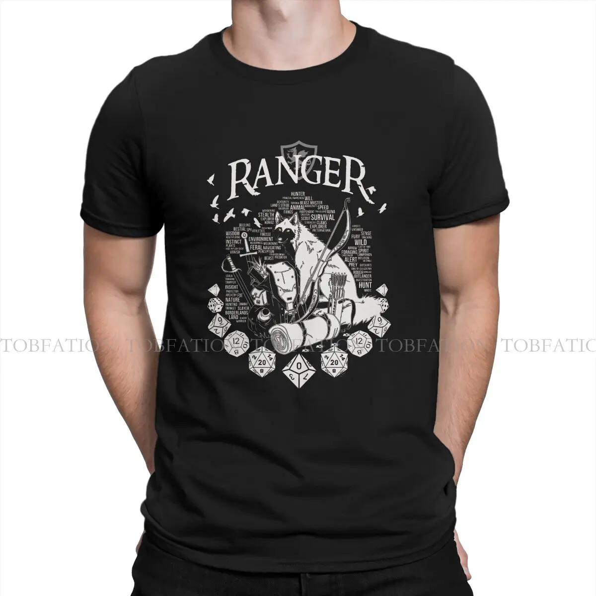 DND Ranger Tshirt Graphic Men Tops Vintage Fashion Summer Clothing 100% Cotton T Shirt