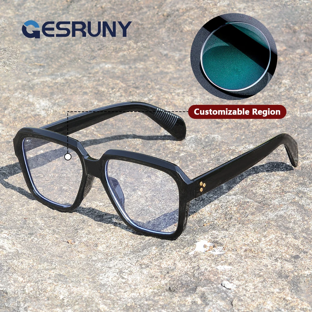 Gesruny Vintage Retro Square Customization Prescription Glasses Frames Men Women  Anti Blue Light Optics Eyewear