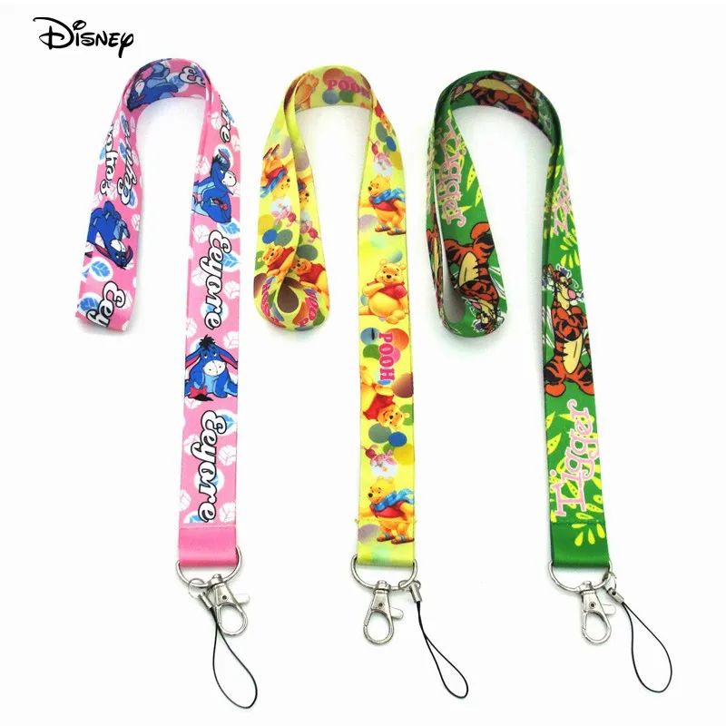 10pcs Disney Pooh Tigger Phone Lanyard Cartoon Keys ID Cell Phone Neck Strap Toys Action Figure Toy For Kids Collection Gifts