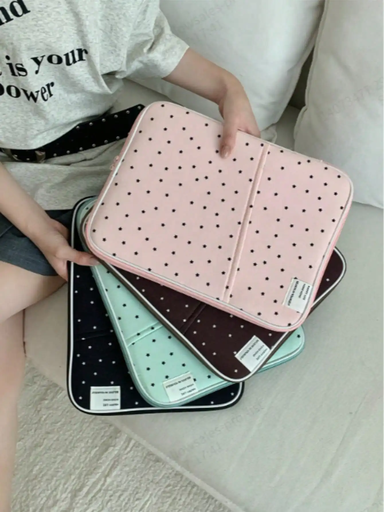 

Cute Star Laptop Bag, Compatible With IPad 10-11 Inches, Compatible With 13-14 Inches, Multi Pocket Storage Tablet Bag, Four Col