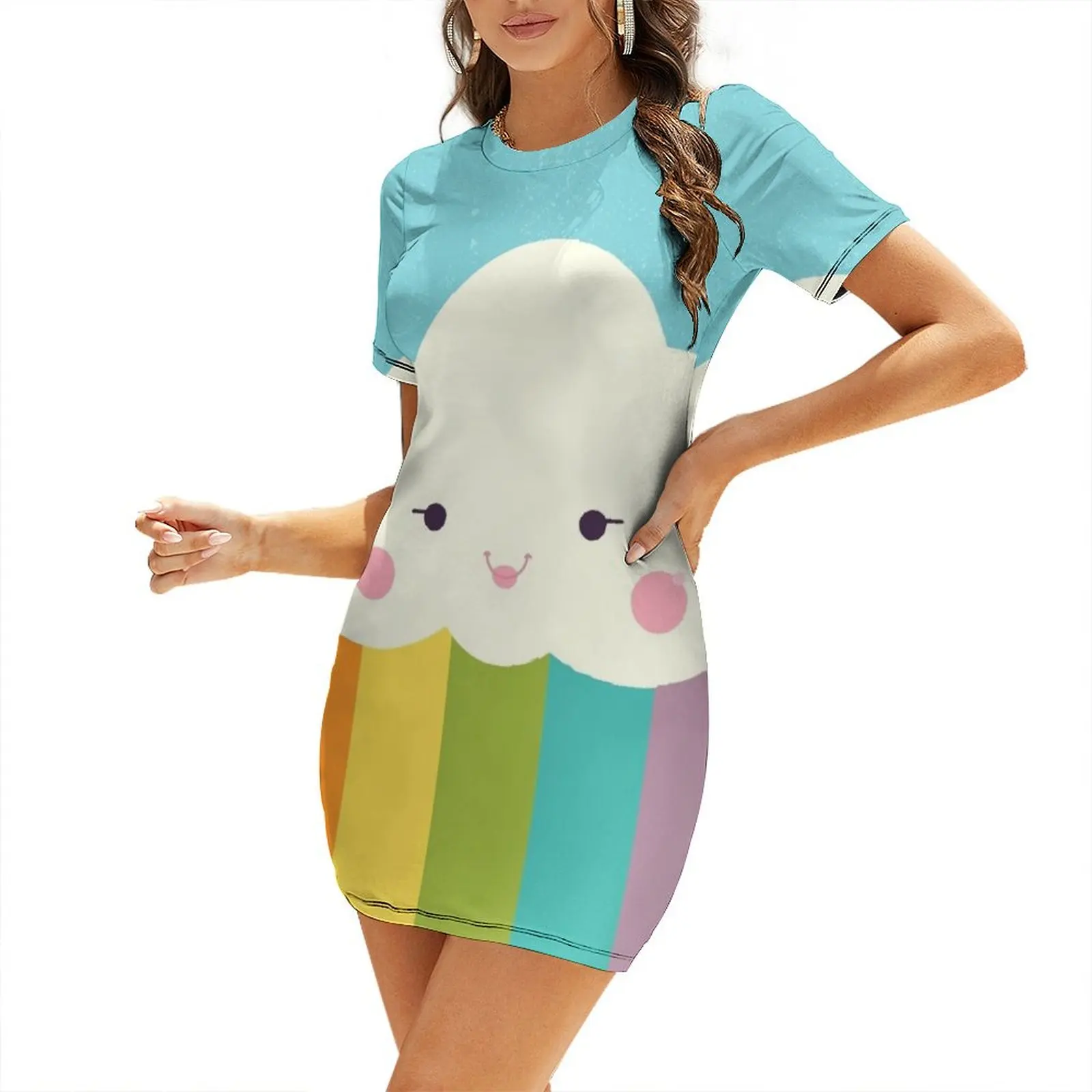 

Rainbow Short-Sleeved Dress evening dresses luxury 2025 women party dresses Dress