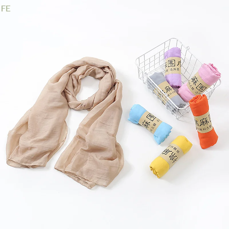 

[F] Women Native Style Windproof Scarf Shawls Wraps Solid Color Cotton Warm Scarves Winter Spring Gift