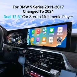 24.6 inch QLED Android 13 for BMW F10 F11 F18 F07 2009 to 2017 Car multimedia Radio player audio Stereo Head Unit Screen GPS
