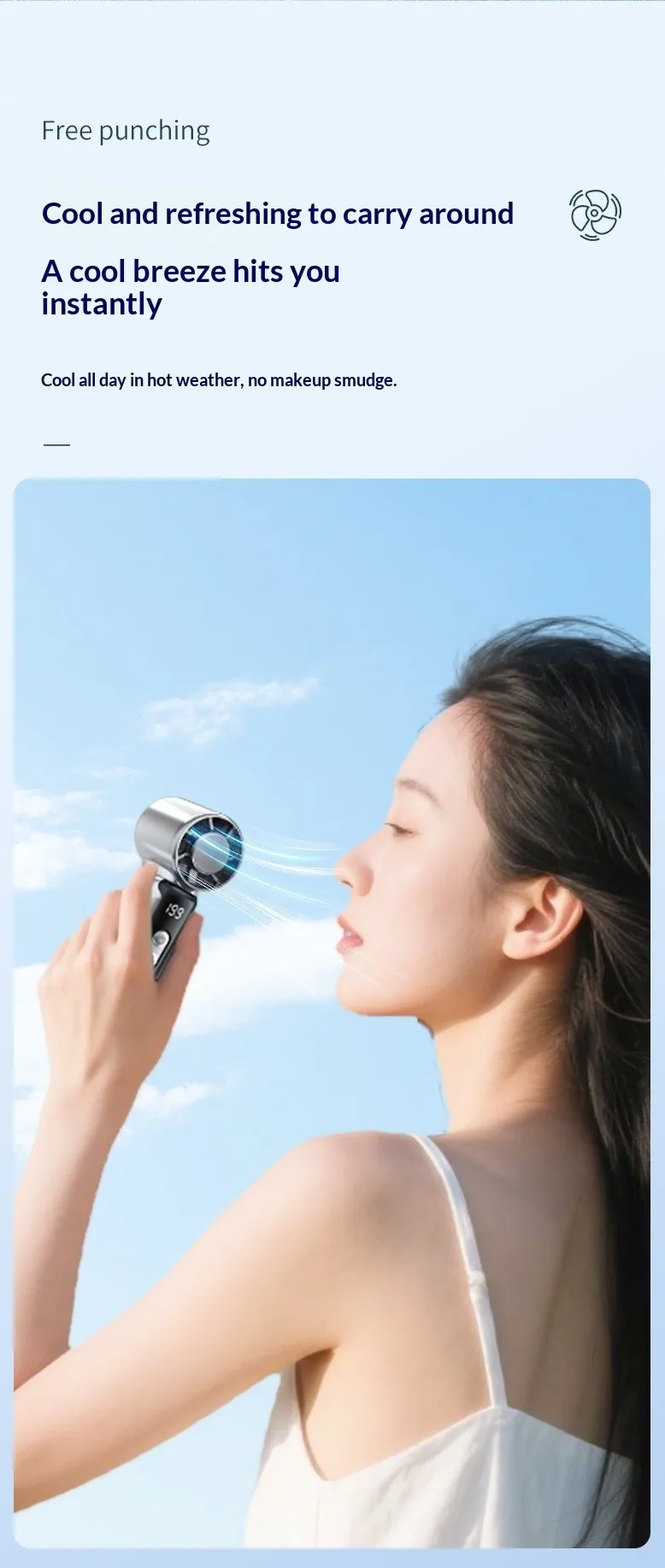 Portable USB Rechargeable Pocket Fan Digital Display 199 Speed Turbo Brushless Motor Ice Compress Cooling Handheld Mini Fan