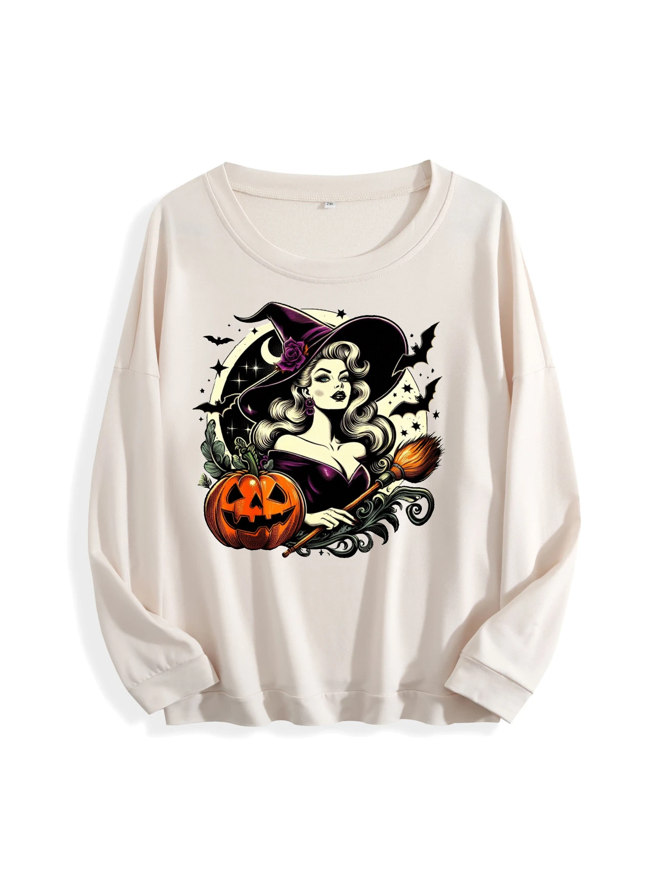 Pull à col ras du cou multicolore pour femme, coupe ample, en pur coton, tendance, pour l'automne et l'hiver, prêt aux sports d'Halloween
