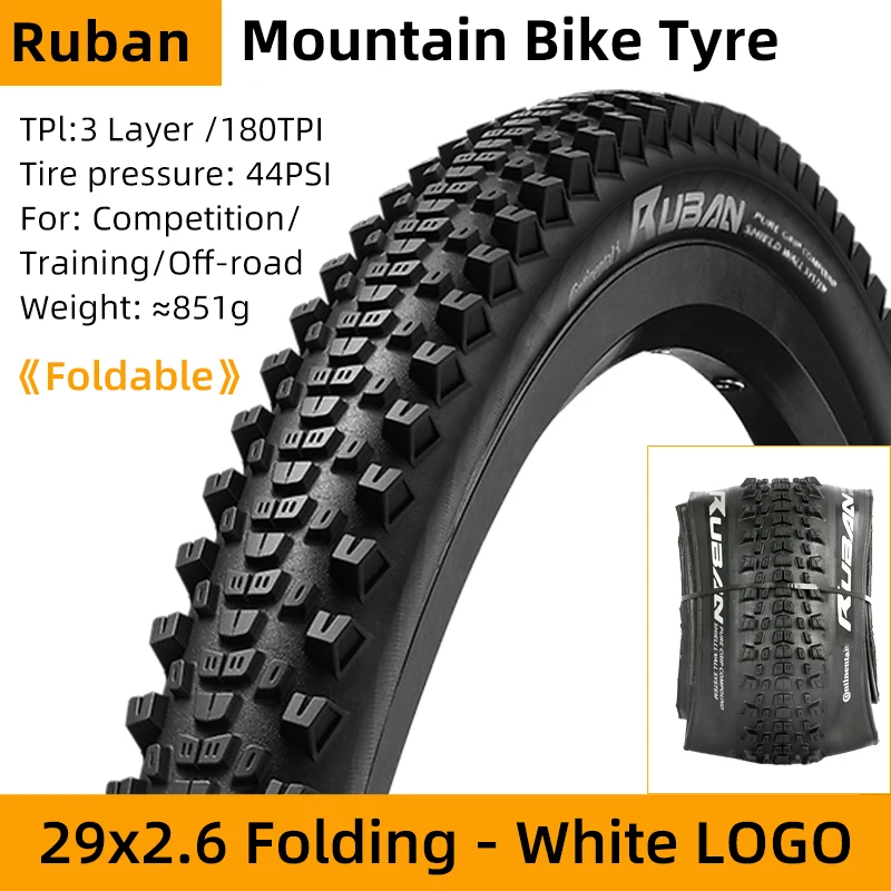 Continental Ruban Mountainbikeband 29x2.10 29x2.30 Pure Grip Compound Shield Wall System E25 Tubeless Ready Vouwband