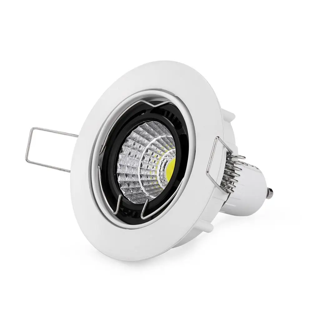 5 pçs/lote recessed led 70mm downlight recessed regulável luzes do ponto de teto lâmpada teto gu10 mr16 ponto luminárias