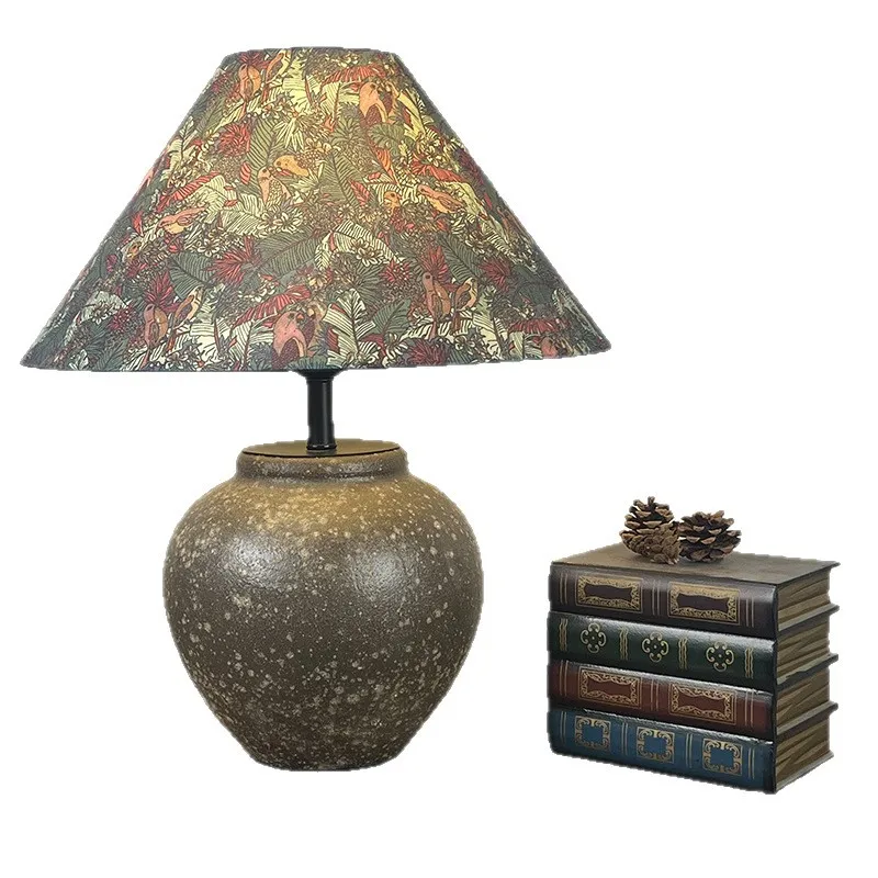 

Ceramic wabi-sabi cream wind pottery pot table lamp B & B living room Zen Japanese decoration bedroom retro table lamp